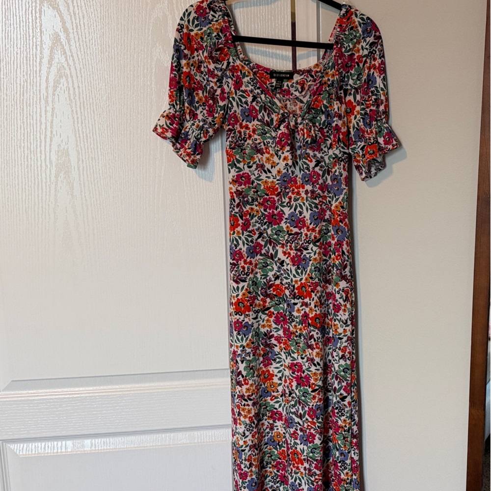 QED London One-Shoulder Floral Maxi Dress in Red, Purple, Green, Orange